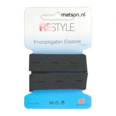 Knoopsgaten elastiek 18 mm zwart, 1 meter