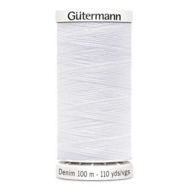 Gütermann jeansgaren 100 m, kleur 1005 wit