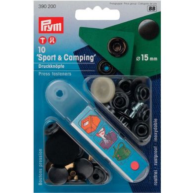 Naaivrije drukknopen 15 mm metallic zwart, 10 stuks Prym