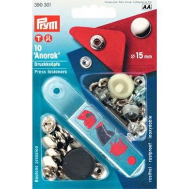 Prym Naaivrijedrukknopen 15mm, zilver, 10 stuks