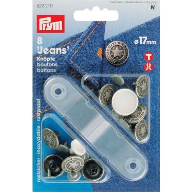 Jeansknopen 17 mm oudzilver,  8 stuks Prym