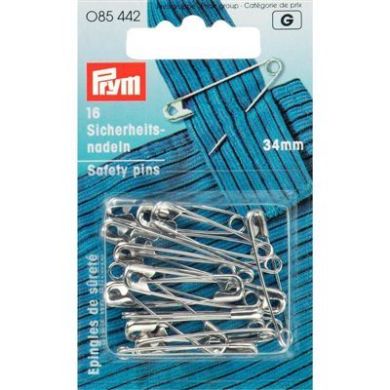 Veiligheidsspelden zilver 34 mm, 16 stuks Prym